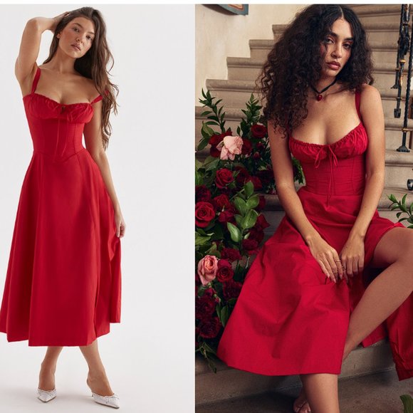 House of CB ‘Carmen’ Red Rose Bustier Sundress NWT - Picture 9 of 15